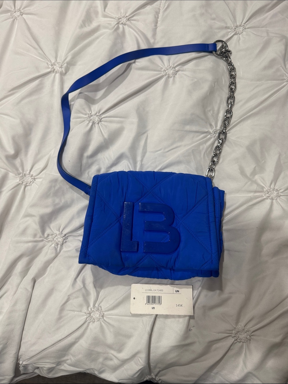 LB Quilted Crossbody Bag in Cobalt Blue
